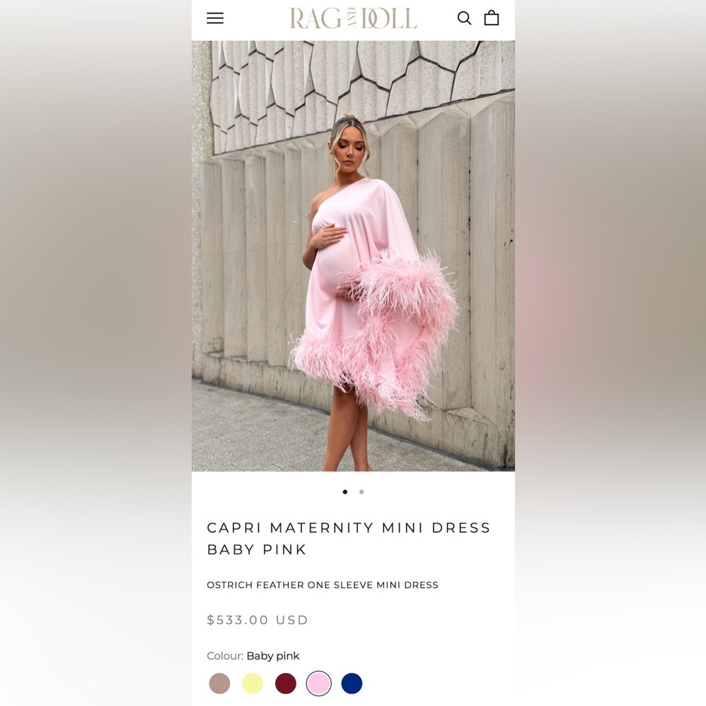 CAPRI MATERNITY MINI DRESS BABY PINK